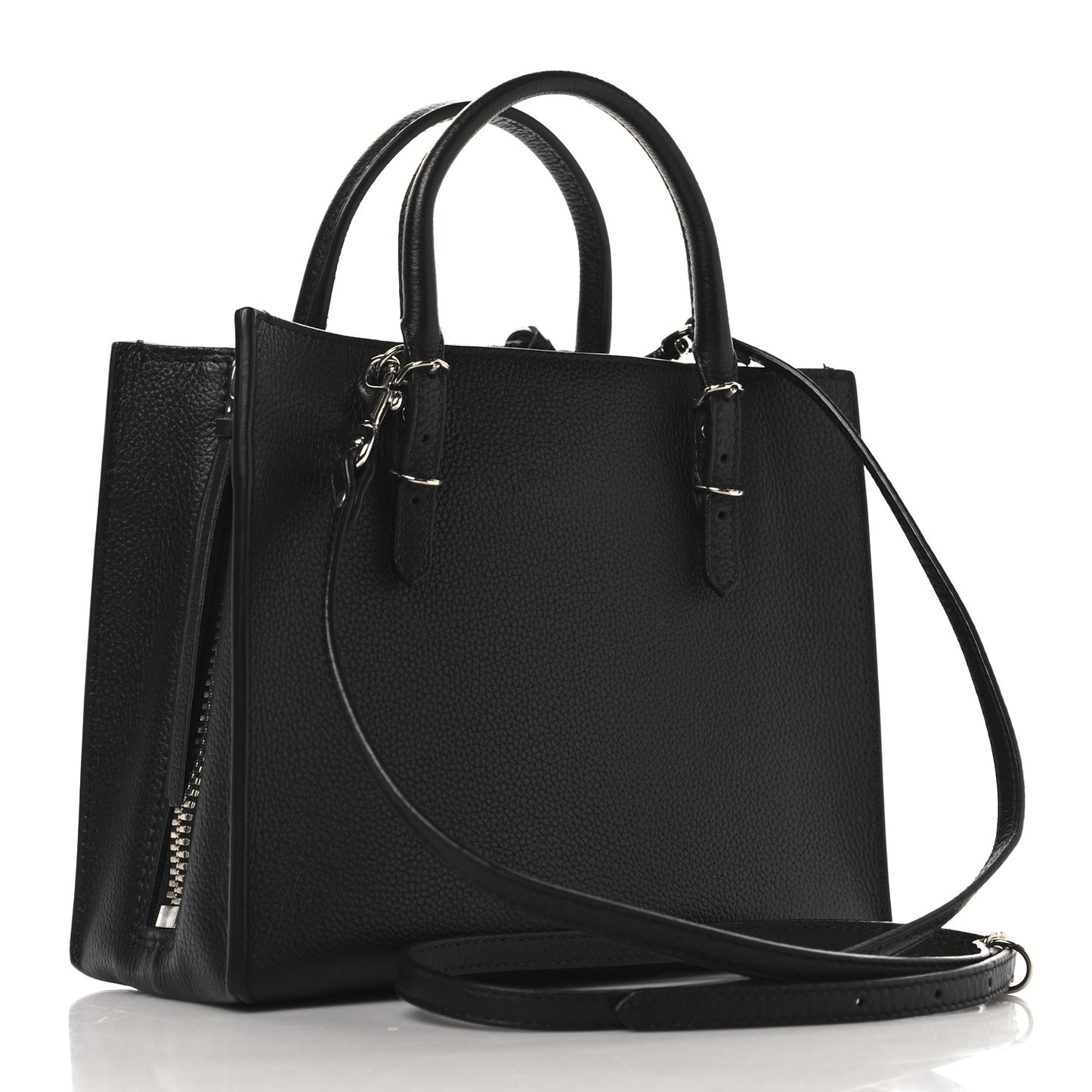 Grained Calfskin Papier Mini A4 Zip Around Tote Black