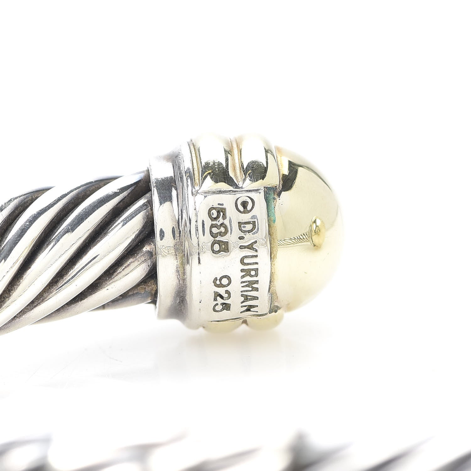 David Yurman Sterling Silver 14K Yellow Gold 10mm Cable Classics Bracelet 5 of 5