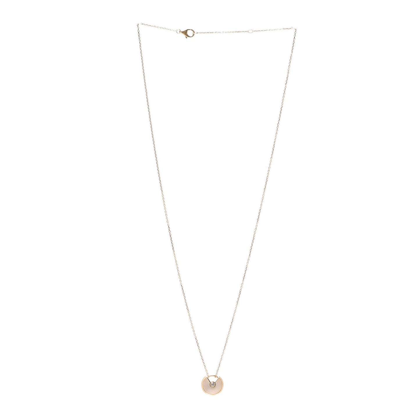 18K Yellow Gold Diamond Mother of Pearl XS Amulette de Cartier Pendant Necklace