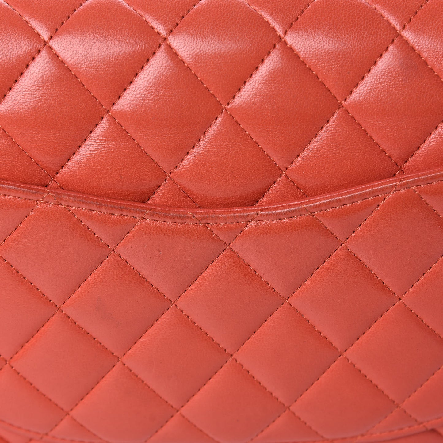 Lambskin Quilted Medium Double Flap Orange