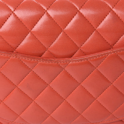 Chanel Lambskin Quilted Medium Double Flap Orange 18 of 21