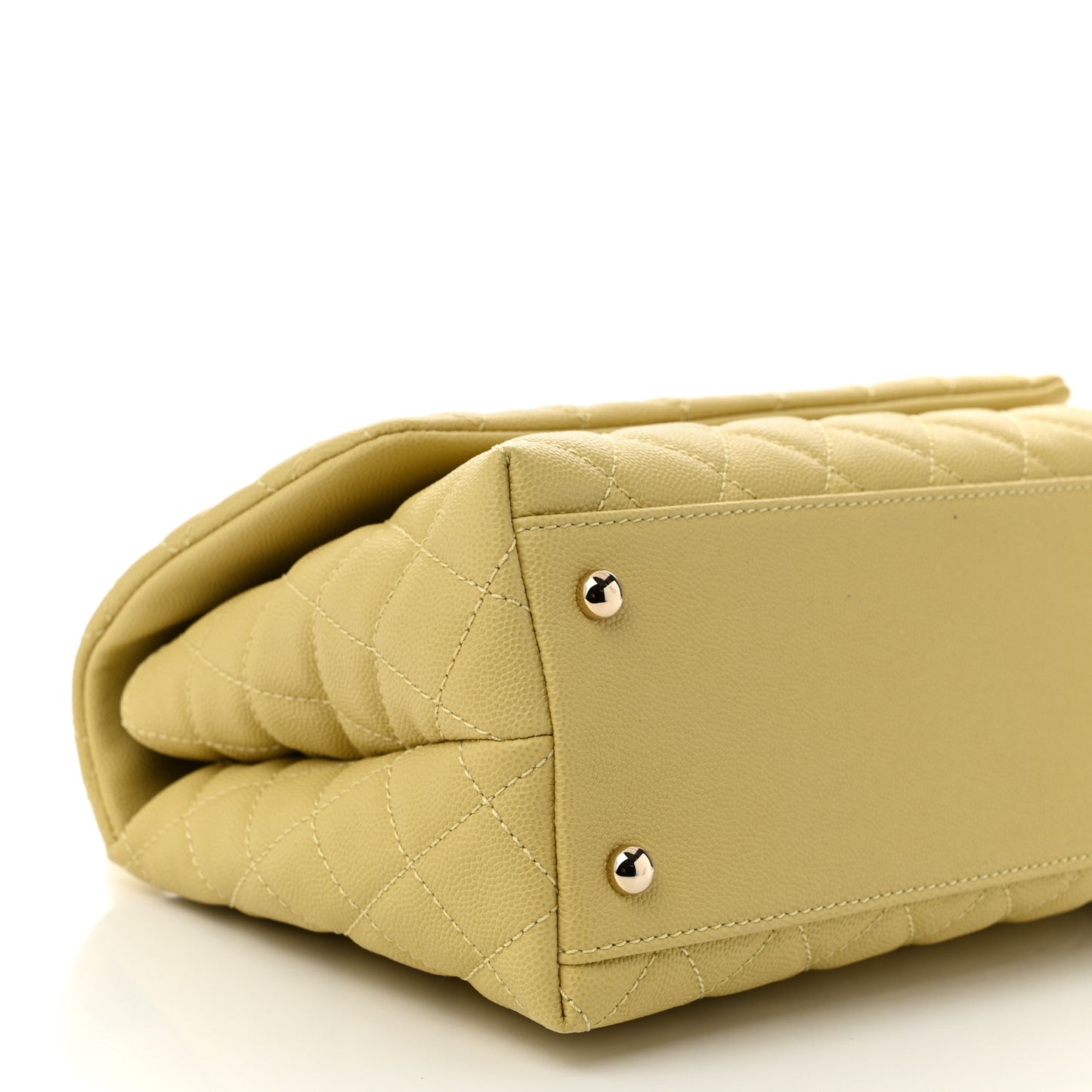 Caviar Quilted Small Coco Handle Flap Yellow