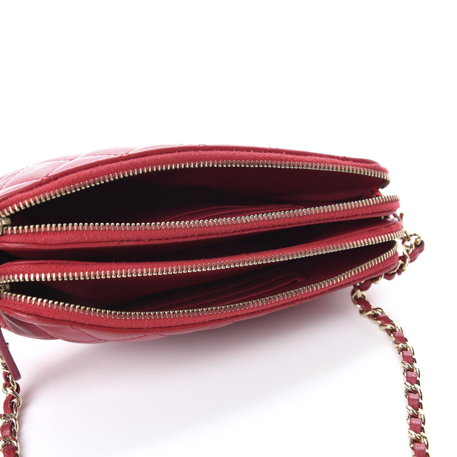 Chanel Lambskin Quilted Small Clutch With Chain Dark Pink 5 of 12