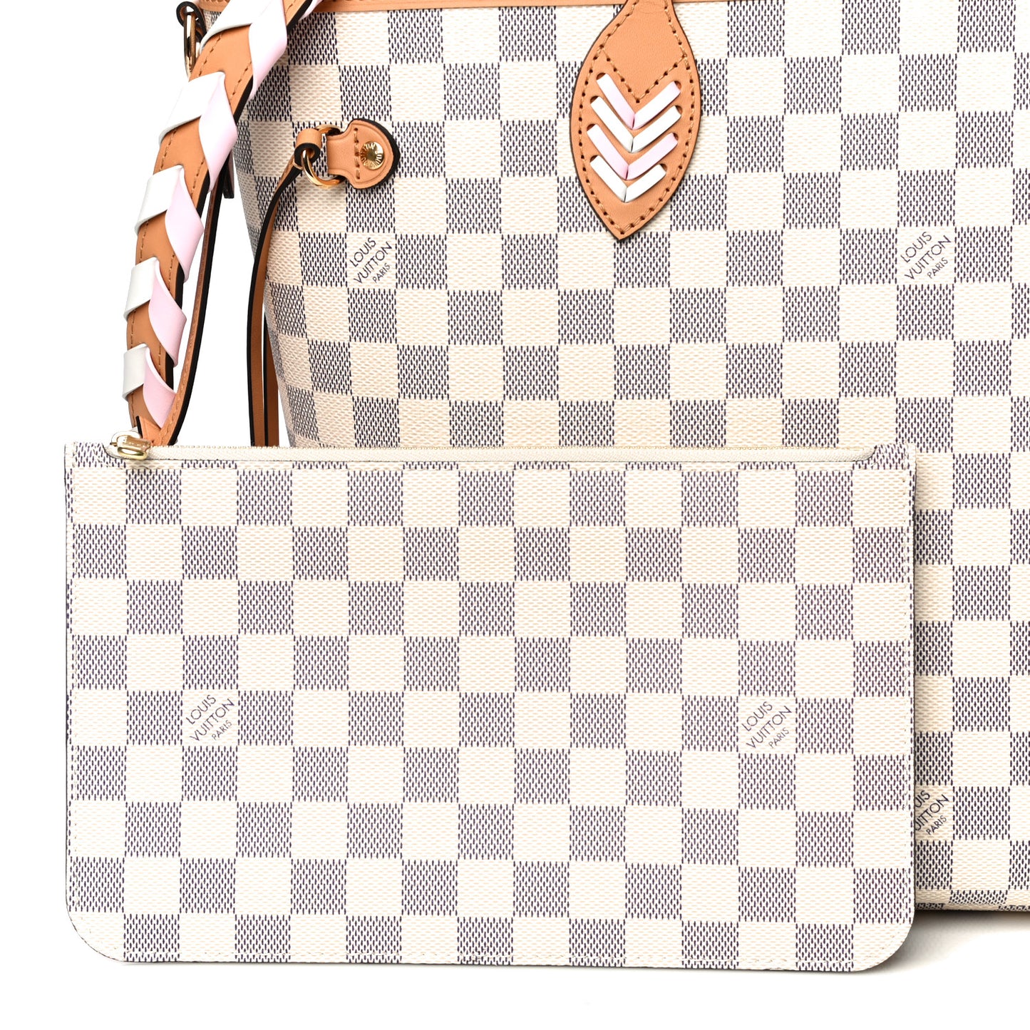 Damier Azur Braided Neverfull MM Pink