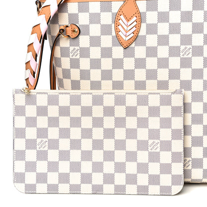Louis Vuitton Damier Azur Braided Neverfull MM Pink 12 of 16