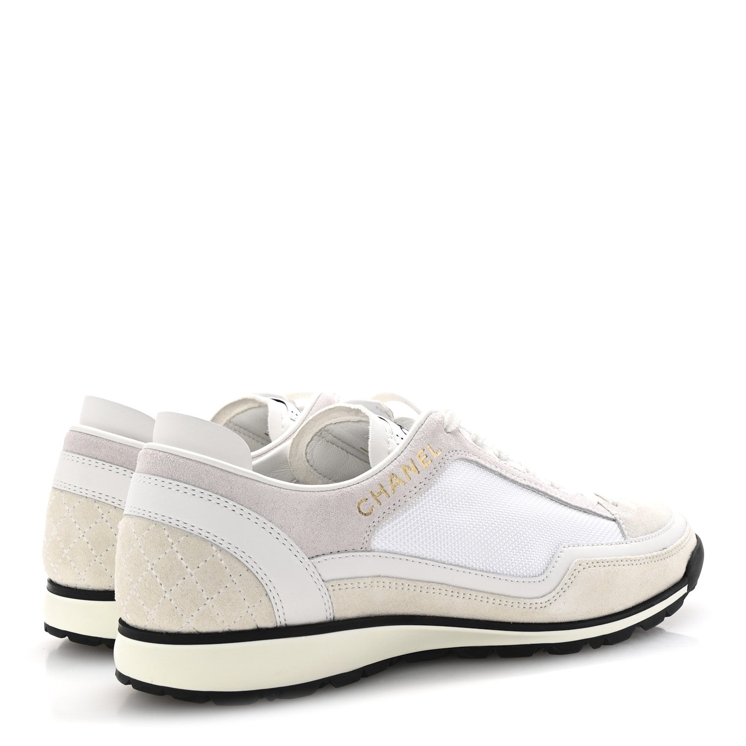 Chanel Suede Calfskin Fabric CC Sneakers 36 Light Pink White 5 of 10