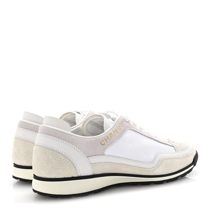 Chanel Suede Calfskin Fabric CC Sneakers 36 Light Pink White 5 of 10