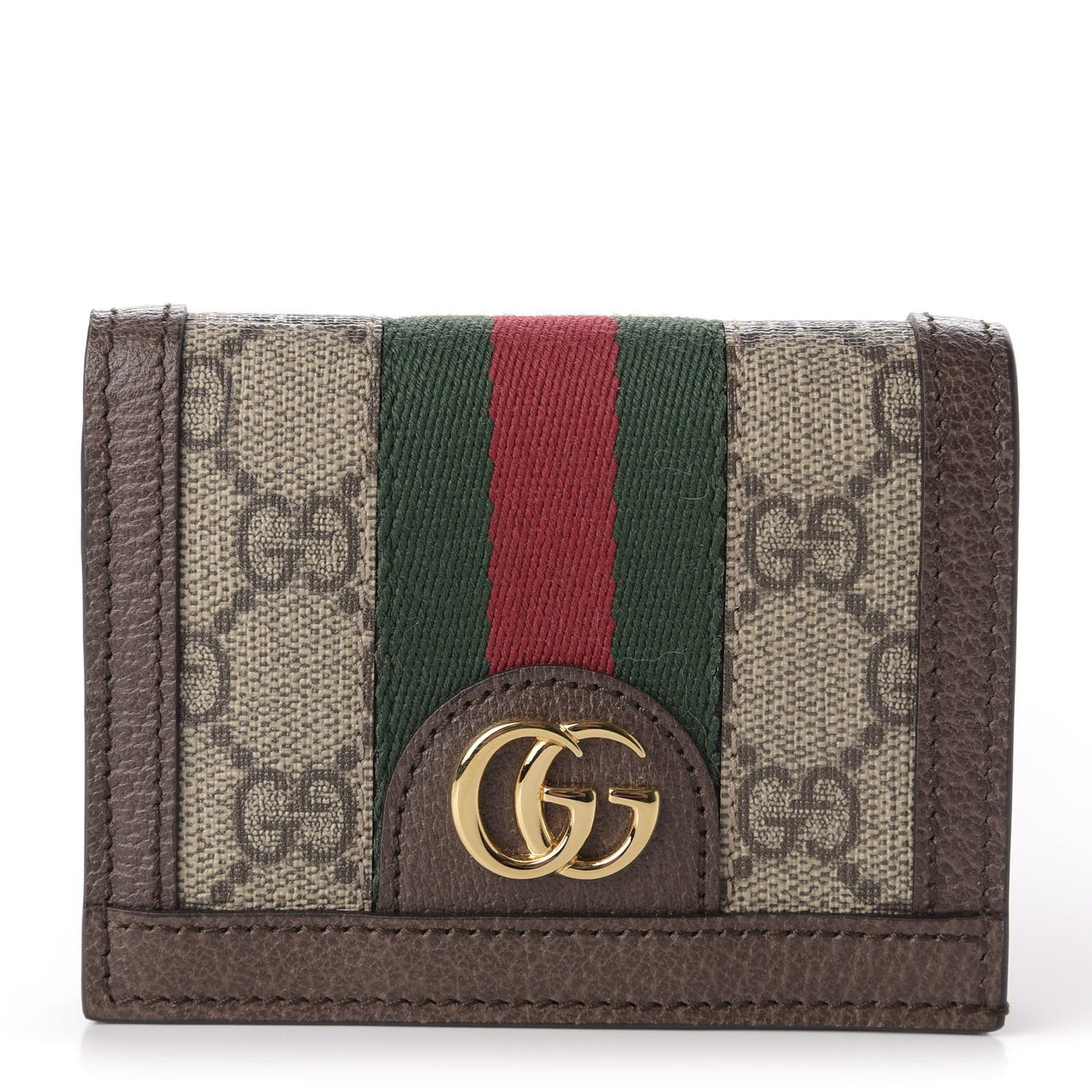 GG Supreme Monogram Web Ophidia Card Case Beige New Acero