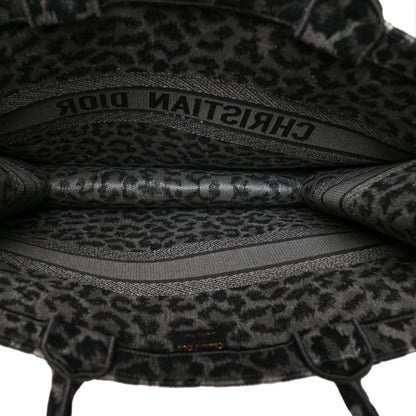 Christian Dior Canvas Mizza Embroidered Large Leopard Book Tote Grey 4 of 11
