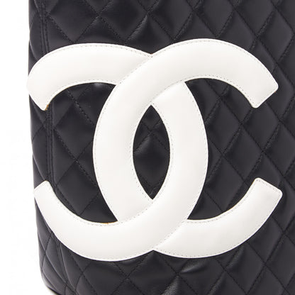Chanel Calfskin Quilted Large Cambon Tote Black White 7 of 9