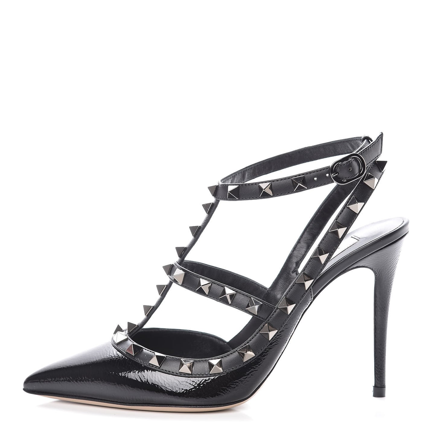 Patent Rockstud Ankle Strap Pumps 37.5 Black