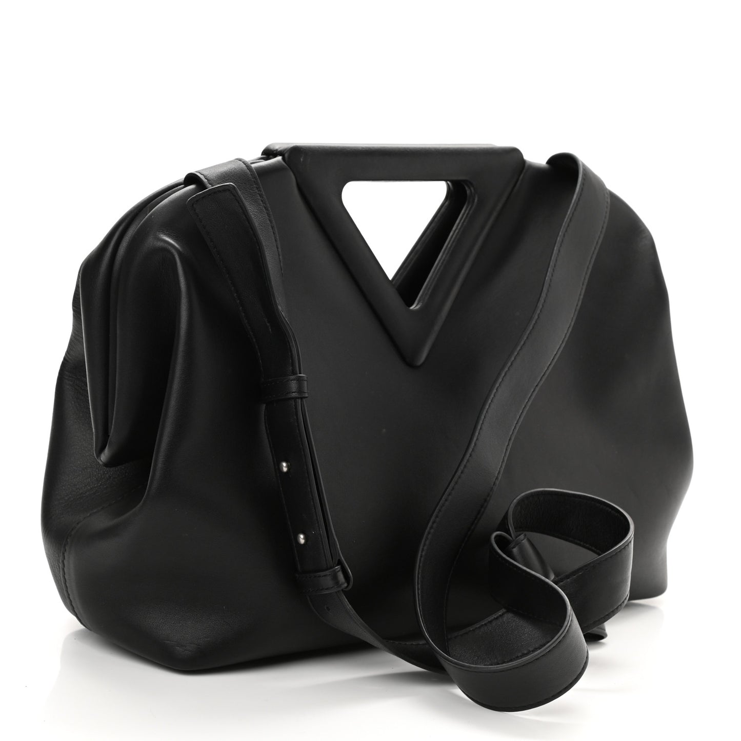 Calfskin Large The Point Triangle Bag Black