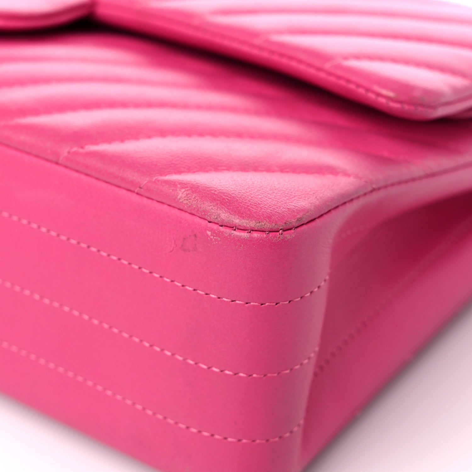 Chanel Lambskin Chevron Quilted Medium Double Flap Pink 9 of 22