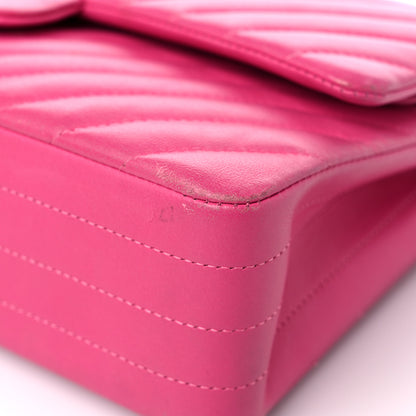 Chanel Lambskin Chevron Quilted Medium Double Flap Pink 9 of 22