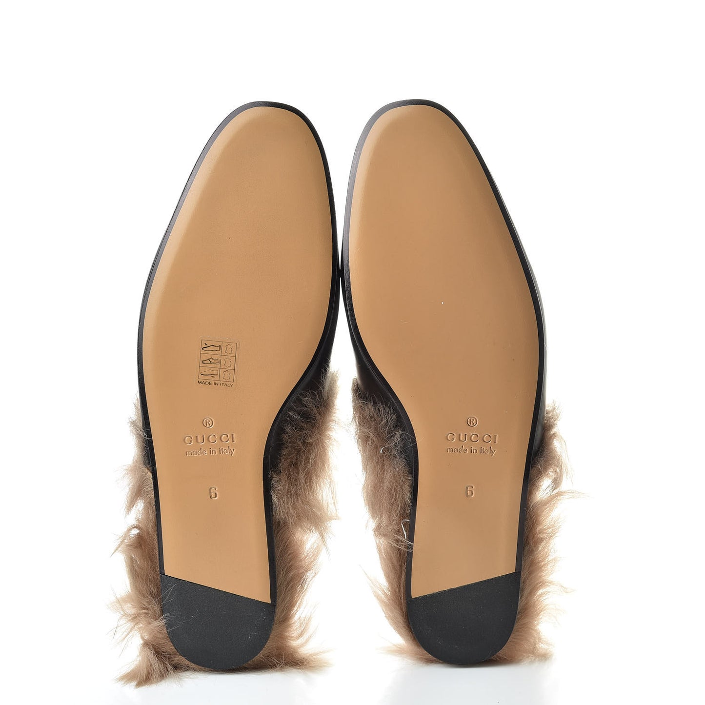Calfskin Fur Mens Princetown Slippers 6 Black
