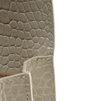 Saint Laurent Calfskin Crocodile Embossed Medium Monogram Sunset Blanc Vintage 12 of 14