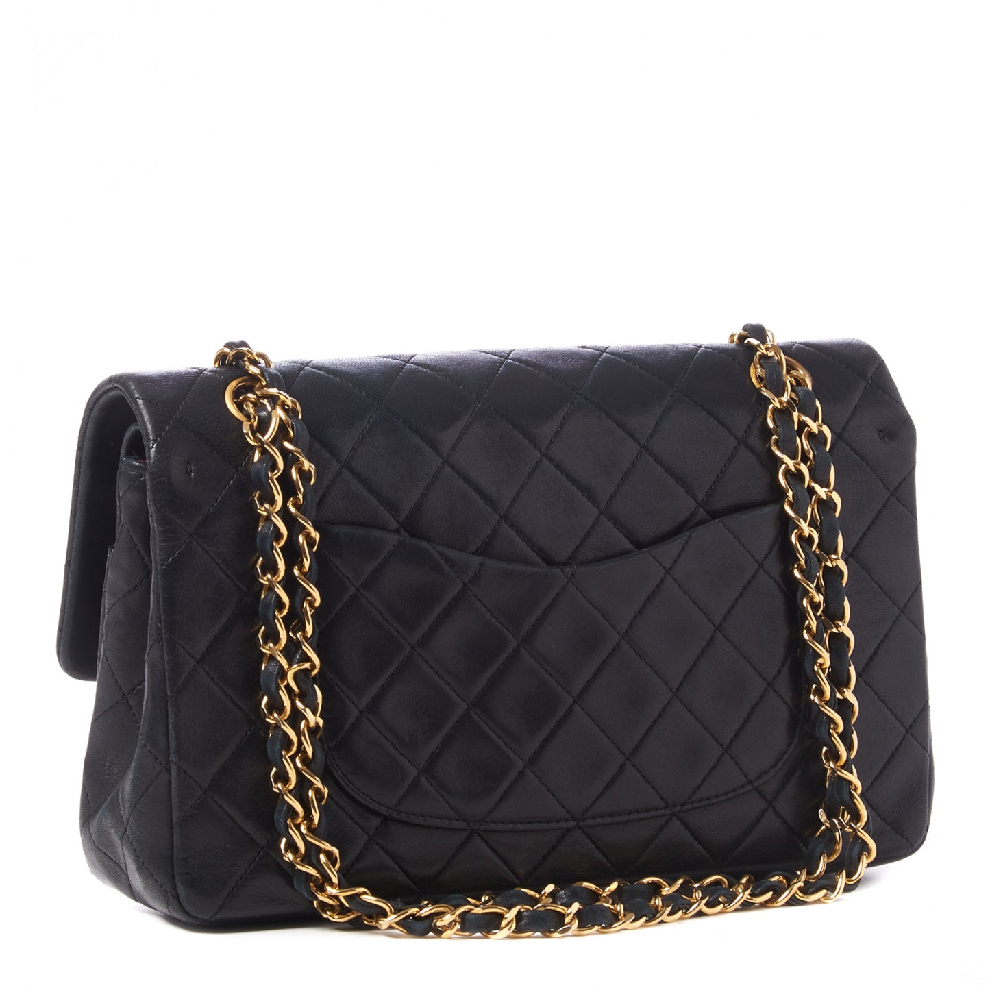 Lambskin Quilted Medium Double Flap Black