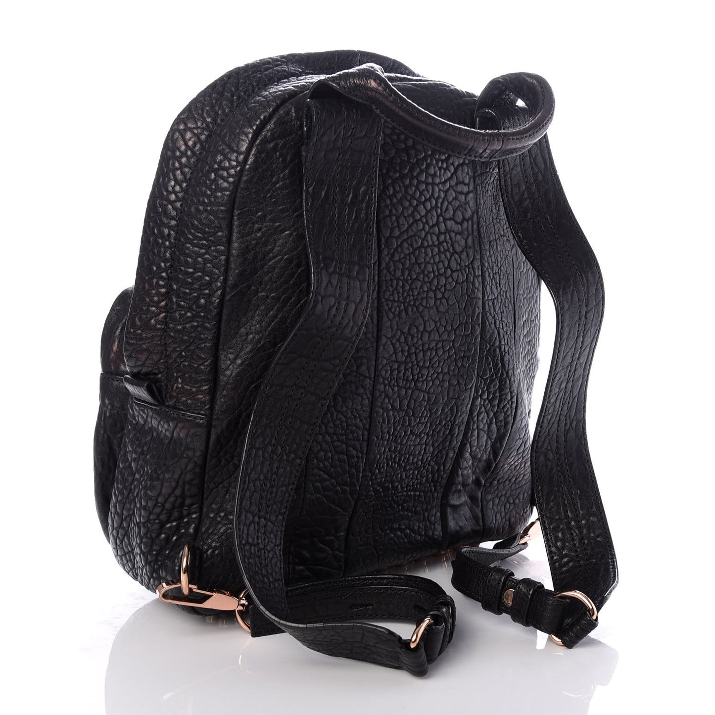 Pebbled Lambskin Dumbo Backpack Black Rose Gold Hardware