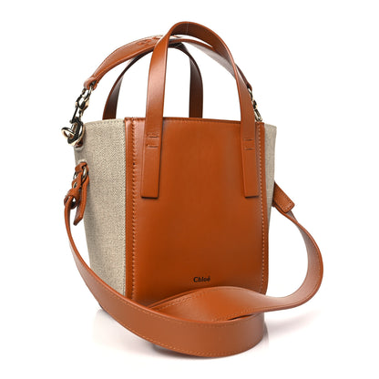 Chloe Linen Calfskin Small Sense Tote Bag Orange 3 of 9