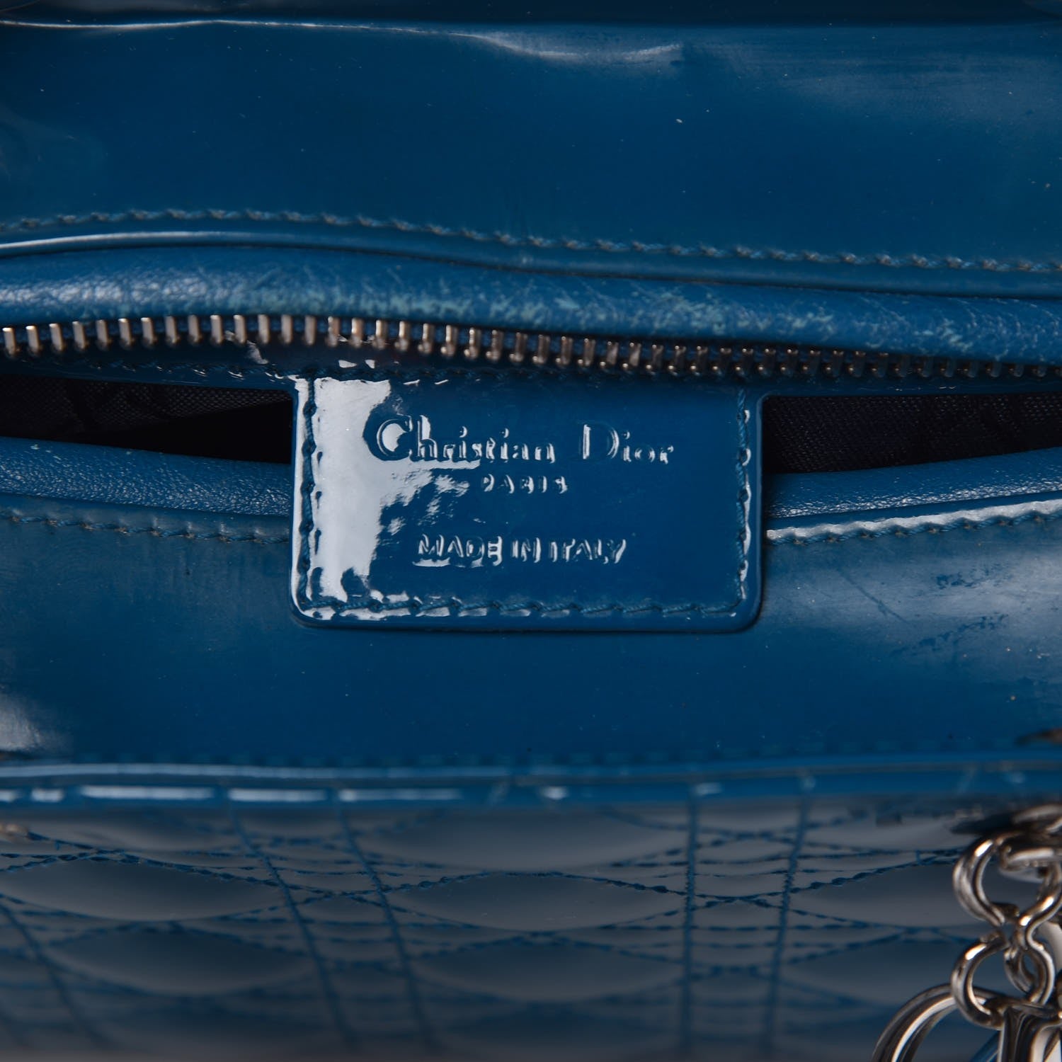 Christian Dior Patent Cannage Medium Lady Dior Blue 6 of 8