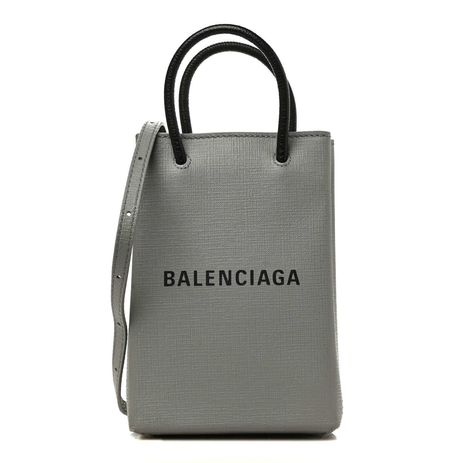 Balenciaga Squared Calfskin Logo Shopping Phone Holder Bag Balenciaga Grey 1 of 11