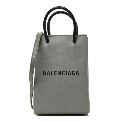 Balenciaga Squared Calfskin Logo Shopping Phone Holder Bag Balenciaga Grey 1 of 11