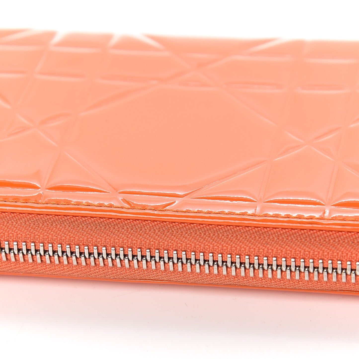 Patent Cannage Zip Around Wallet Orange