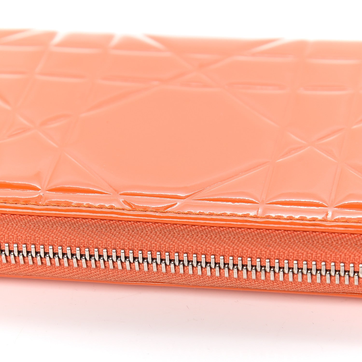 Christian Dior Patent Cannage Zip Around Wallet Orange 9 of 12