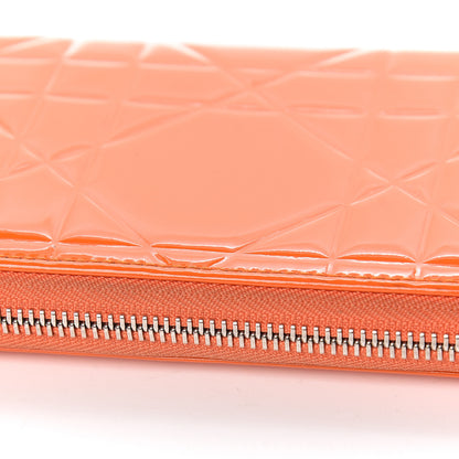 Christian Dior Patent Cannage Zip Around Wallet Orange 9 of 12