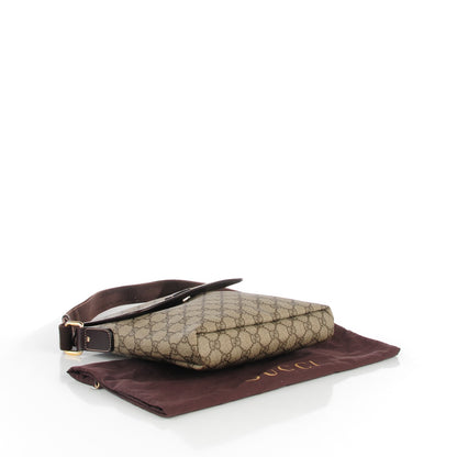 Gucci GG Supreme Monogram Selleria Calfskin Small Flap Messenger Bag Beige Ebony Cocoa Dark Chocolate 5 of 10