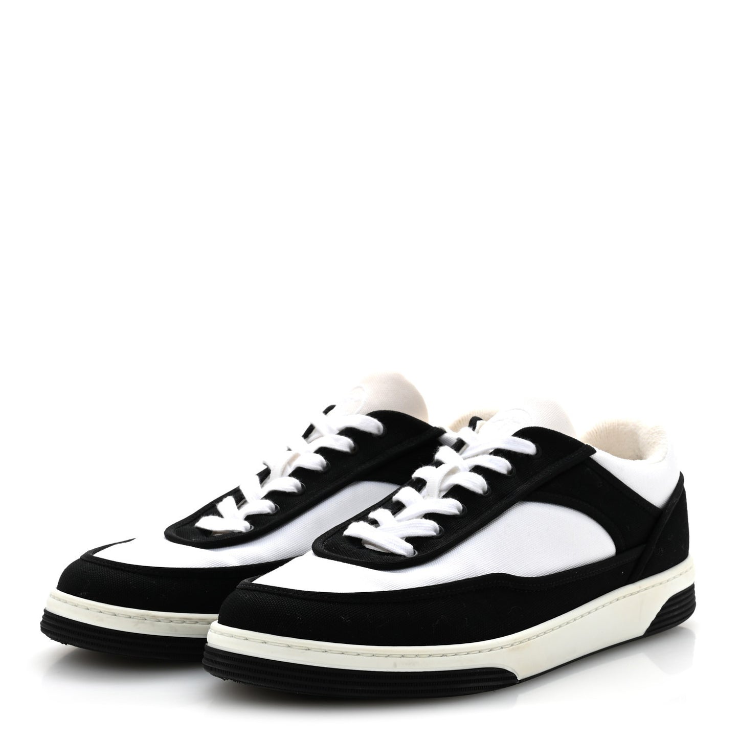 Fabric Womens Logo Sneakers 39.5 Black White