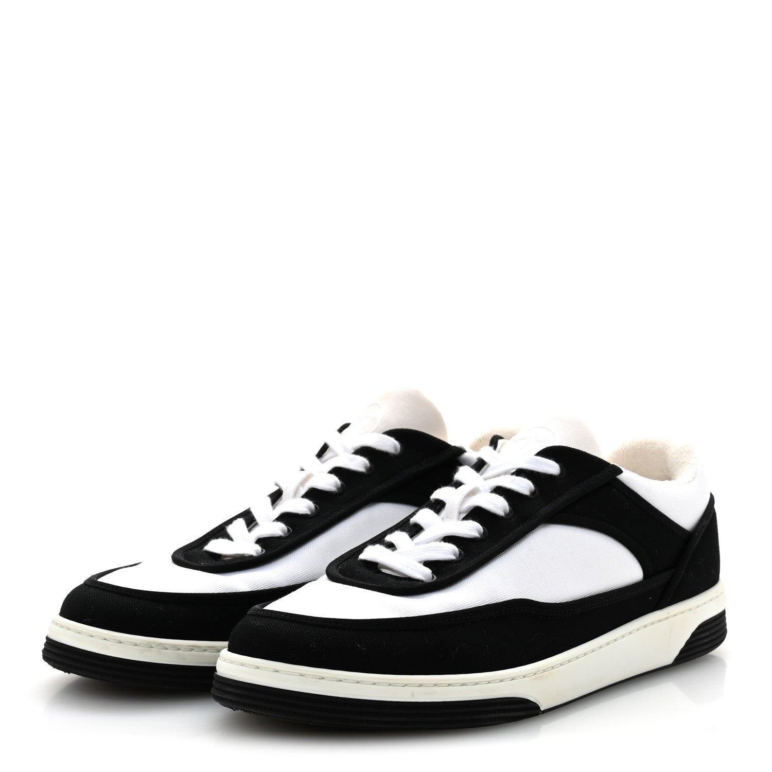 Chanel Fabric Womens Logo Sneakers 39.5 Black White 4 of 9