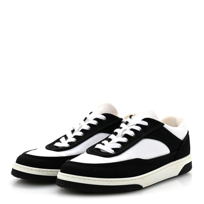 Chanel Fabric Womens Logo Sneakers 39.5 Black White 4 of 9