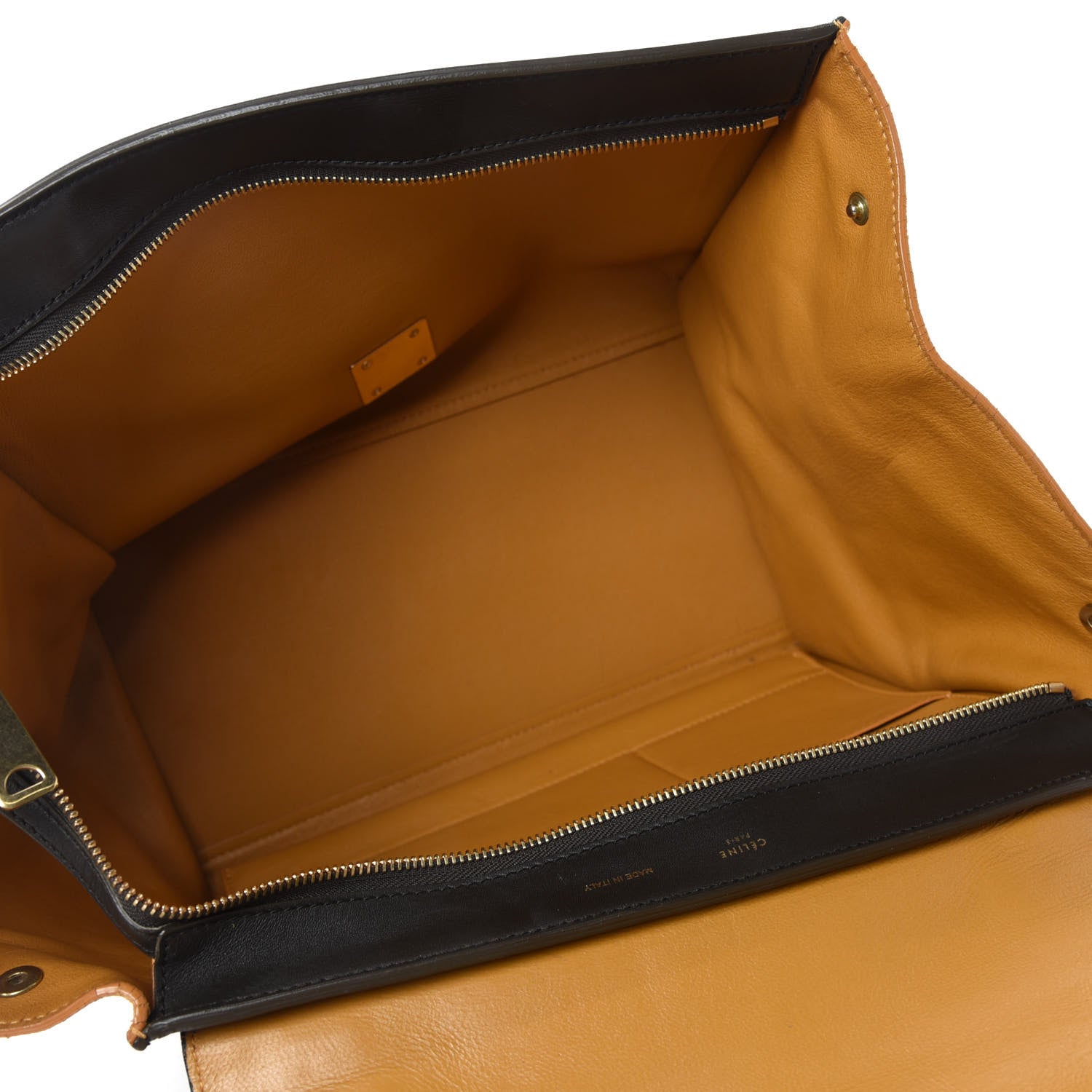 Celine Smooth Calfskin Suede Medium Tri-Color Trapeze Mustard 5 of 15