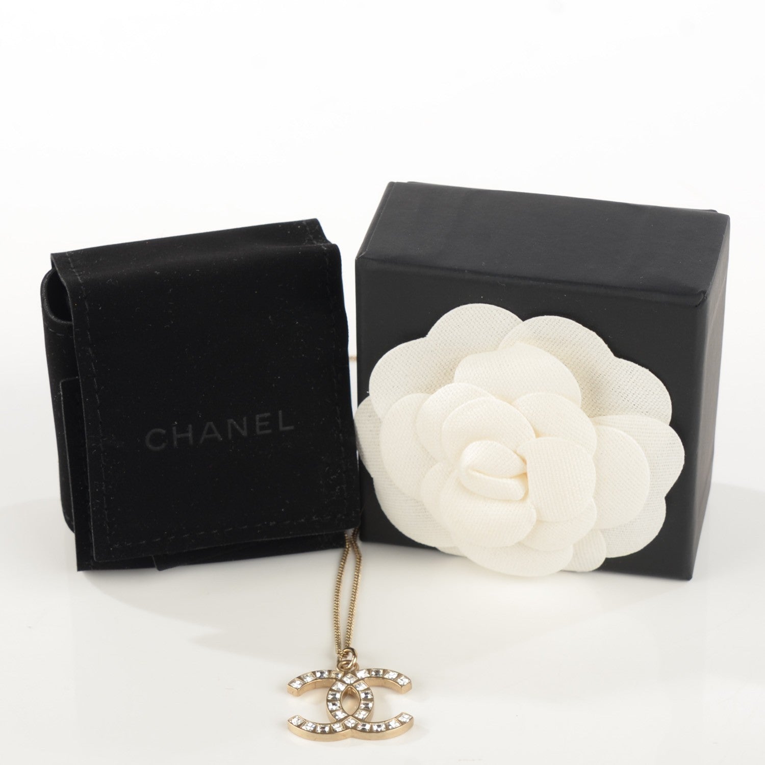 Chanel Crystal Baguette CC Necklace Light Gold 5 of 6