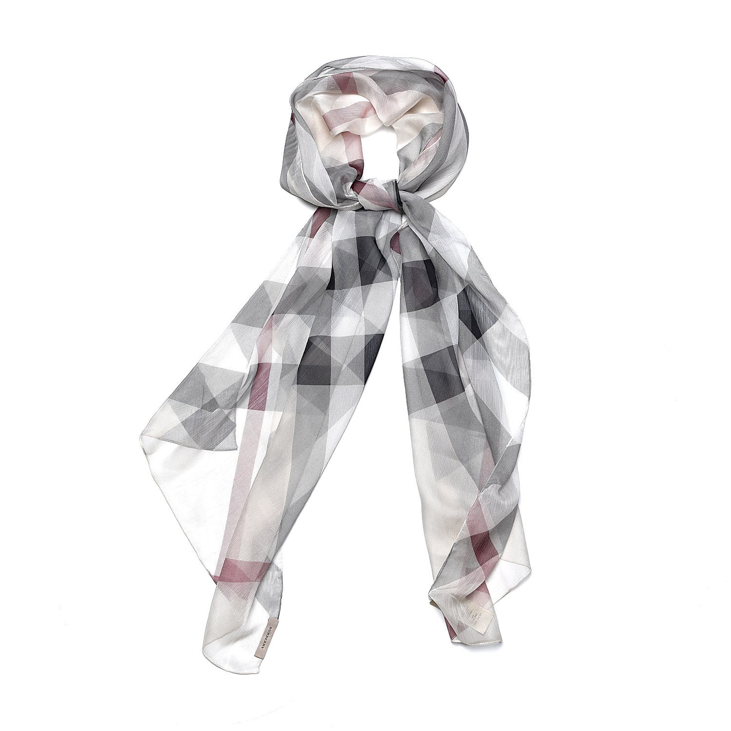 Silk Giant Check Scarf Ivory