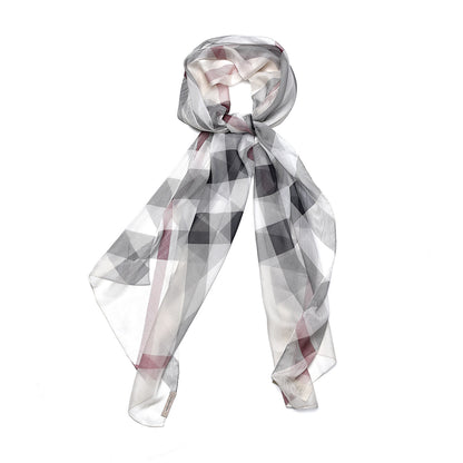 Burberry Silk Giant Check Scarf Ivory 1 of 5
