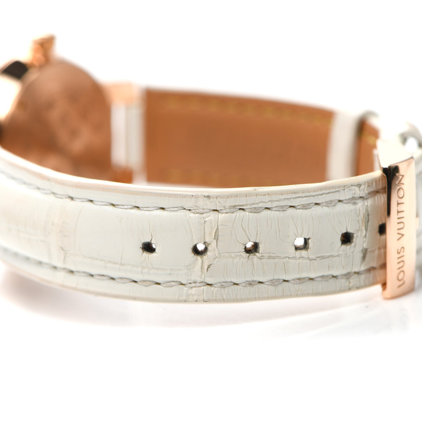 18K Pink Gold Alligator Diamond 28mm Tambour Quartz Watch