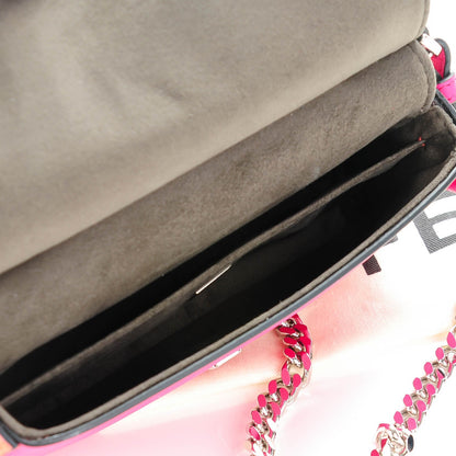 Fendi Vitello Dolce Nappa Flowerland Tri-Color Micro Double Baguette Fuxia White Ice Papavero 6 of 7