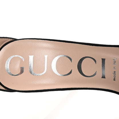 Gucci Kid Scamosciato GG Ankle Strap High Heel Sandals 38 Black 8 of 9