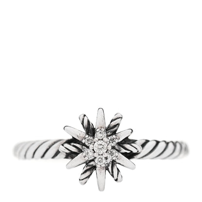 David Yurman Sterling Silver Diamond Petite Starburst Ring 56 7.5 1 of 5