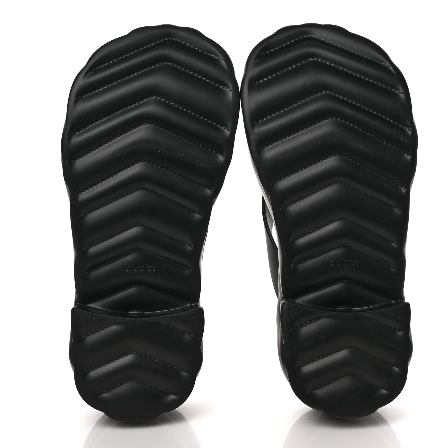 Rubber Chevron Logo Embossed Womens Thong Platform Sandals 38 Black