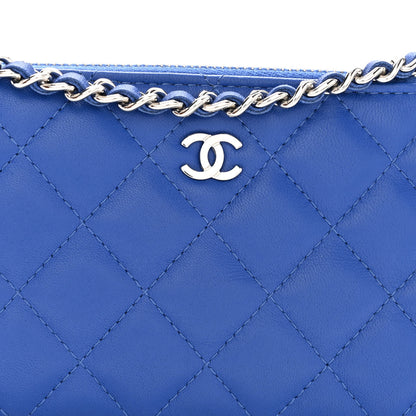 Chanel Lambskin Quilted Small Clutch With Chain Blue 10 of 13