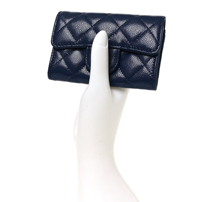 Chanel Caviar Quilted Flap Card Holder Wallet Navy Blue 2 of 9
