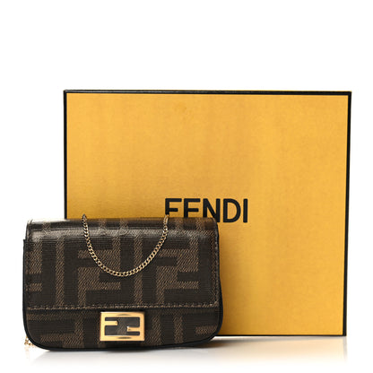Fendi Glazed Fabric FF 1974 Nano Baguette Belt Charm Mogano Panna 11 of 11