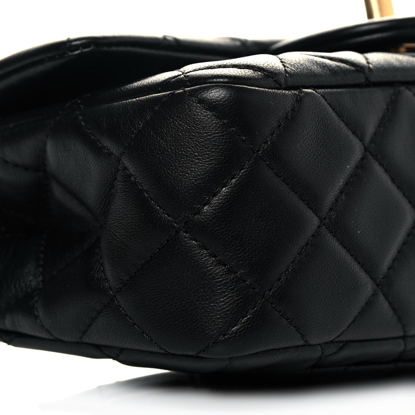 Lambskin Quilted Mini Rectangular Pearl Crush Flap Black