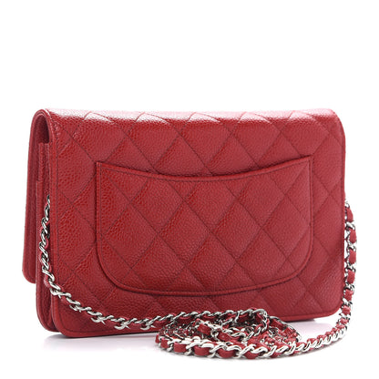 Chanel Caviar Quilted Wallet On Chain WOC Red 3 of 10