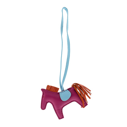 Hermes Milo Lambskin Grigri Rodeo Horse Bag Charm PM Rose Pourpre Cornaline Celeste 1 of 4