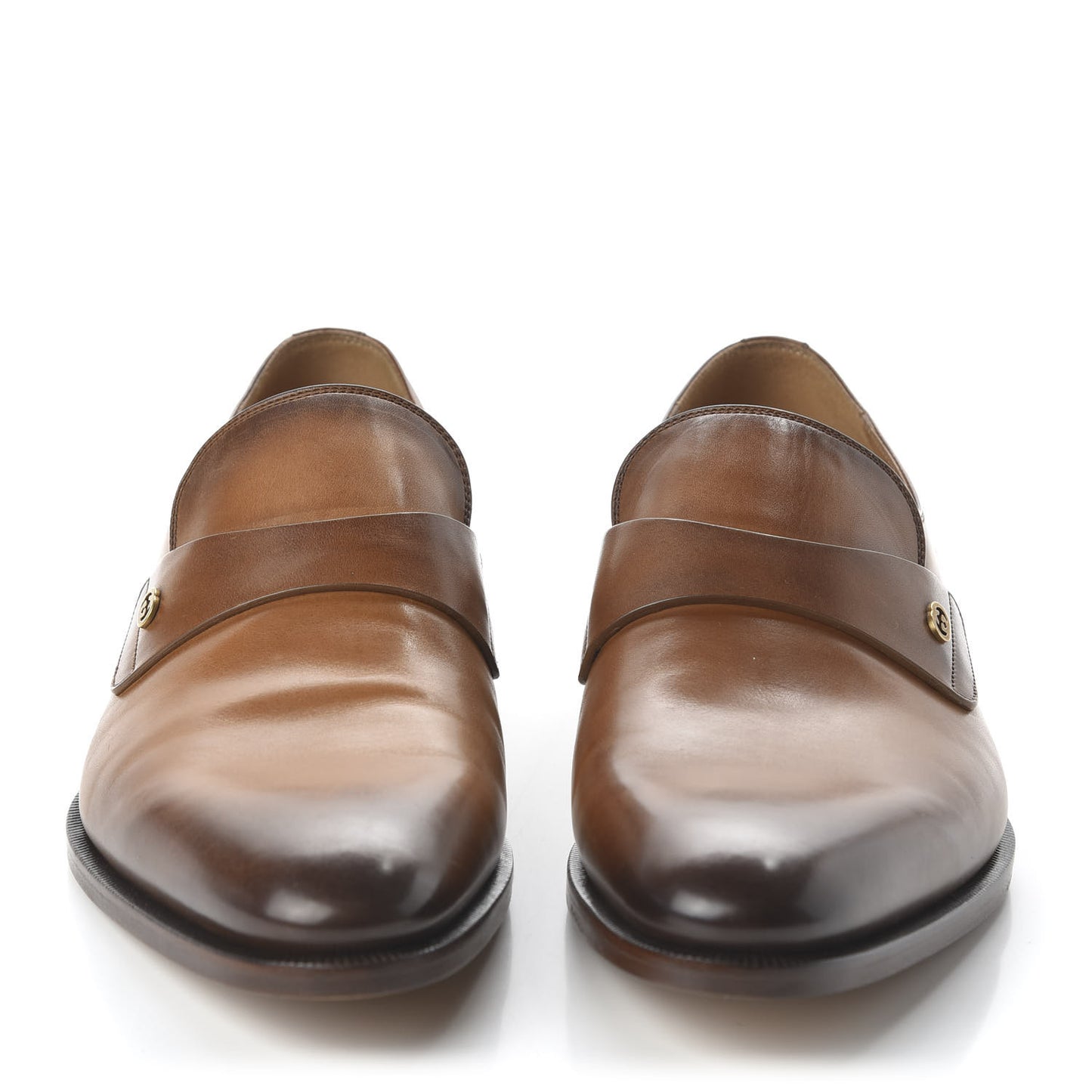 Calfskin Mens Interlocking G Slip On Loafers 9 Ombre Brown