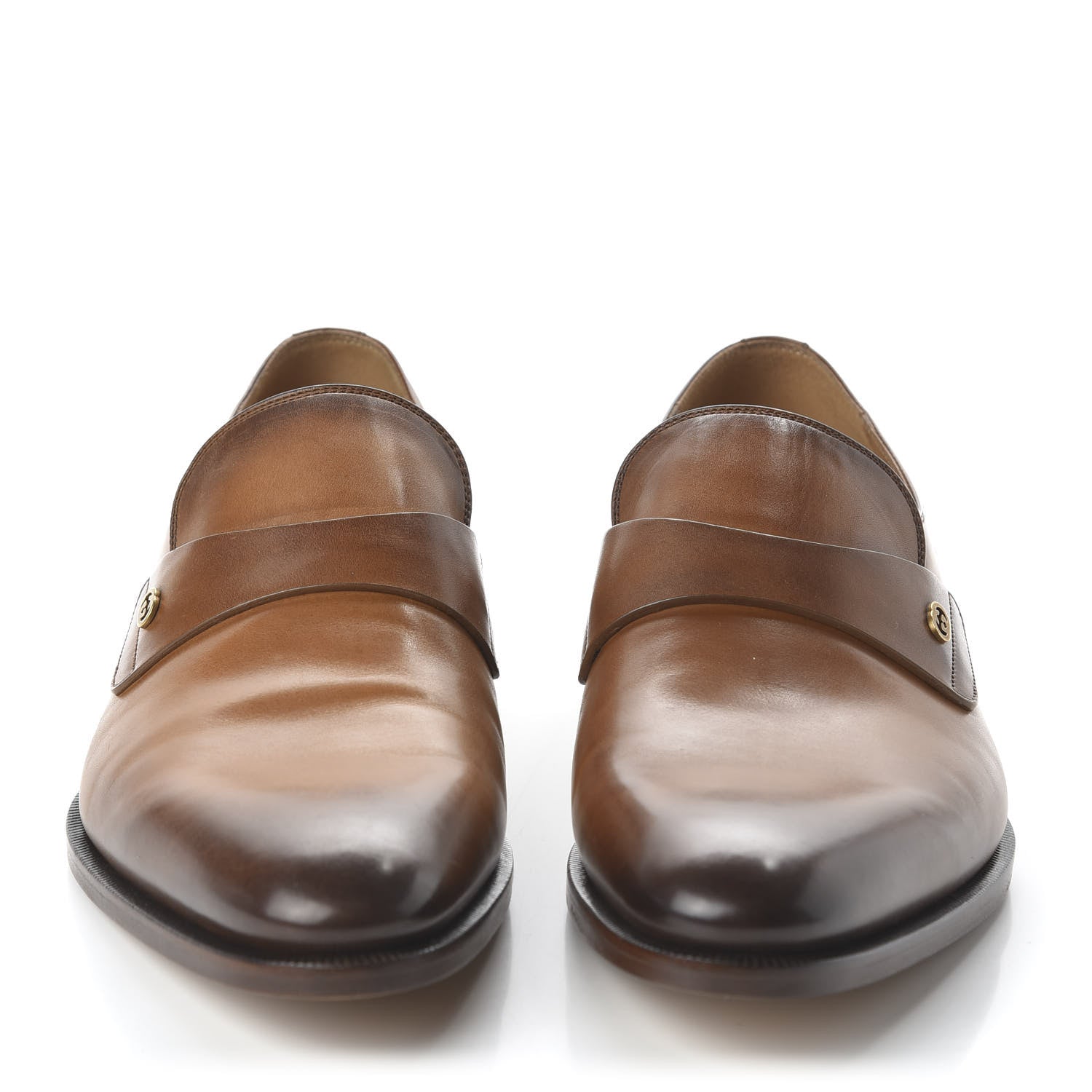 Gucci Calfskin Mens Interlocking G Slip On Loafers 9 Ombre Brown 2 of 10